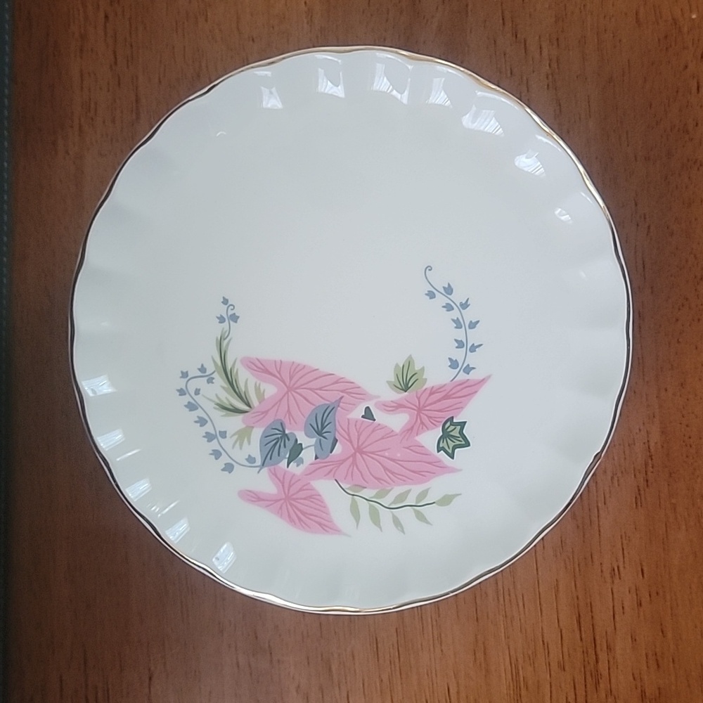 Vintage WS George Pink Caladium China 6.5 inch Bread and Butter Plate